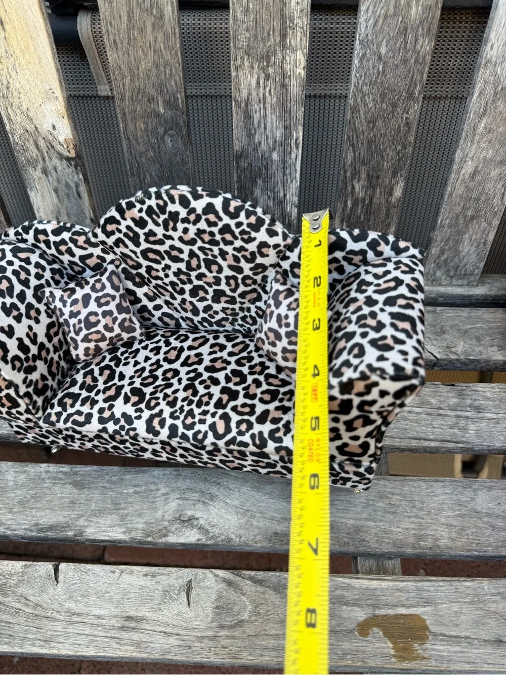 Leopard Print Accent Mini Sofa - Cream and Black couch doll furniture jewelry